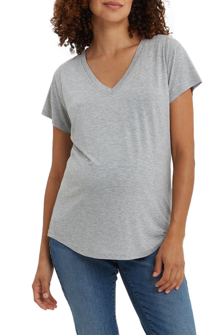 The Maternity & Nursing Tee, Main, color, HEATHER GRAY