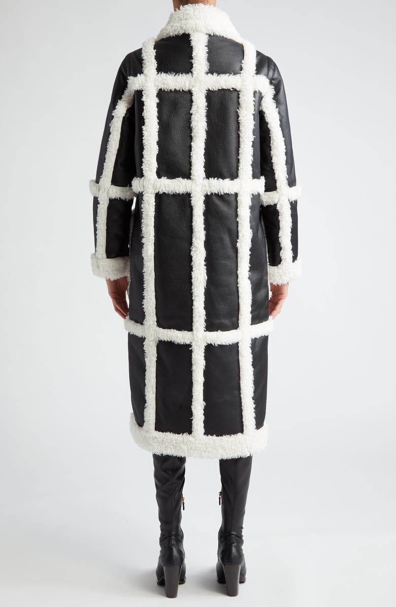 Stand Studio Patrice Faux Leather Coat with Faux Shearling Trim, Alternate, color, Black/ Off White