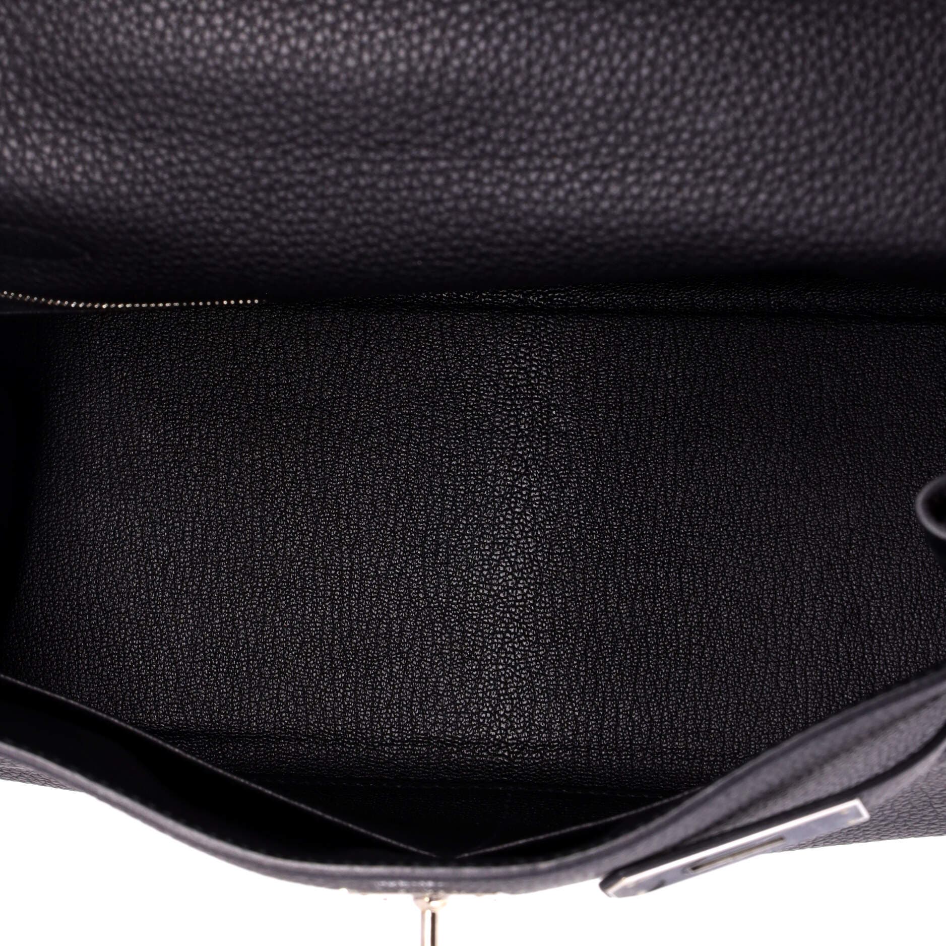 Pre-Owned Hermes Kelly Handbag Black Togo with Palladium Hardware 28, Alternate, color, Noir