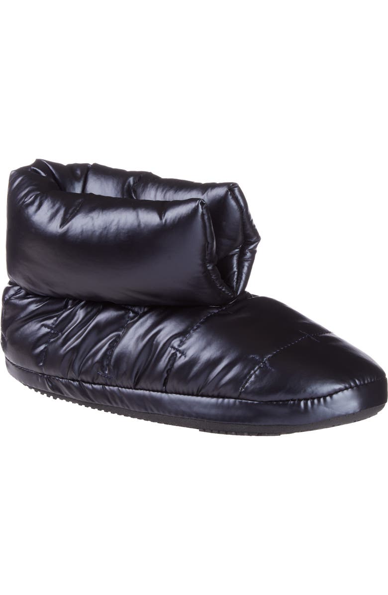 ISOTONER Nylon Puffer Bootie Slipper, Main, color, Black