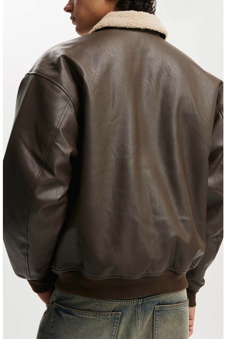 Men's Faux Leather Flight Jacket, Alternate, color, Brown