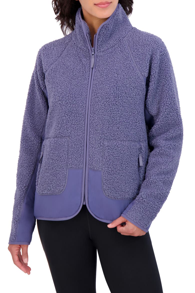 Faux Shearling City Cropped Jacket, Main, color, COUNTRY BLUE