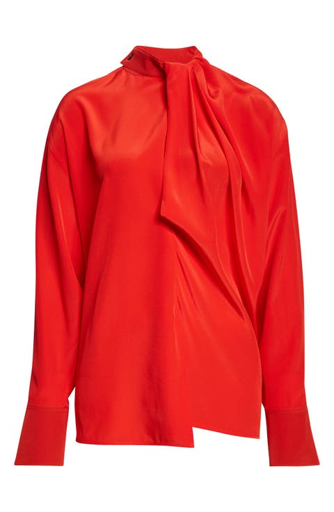 Drape Detail Silk Shirt