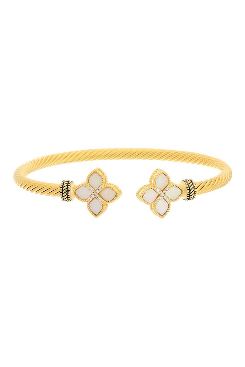 Mother-of-Pearl Clover Cuff Bracelet, Main, color, YELLOW