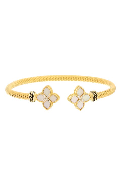 Mother-of-Pearl Clover Cuff Bracelet