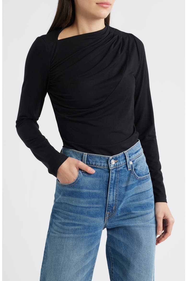 Asymmetric Boat Neck Top, Main, color, BLACK