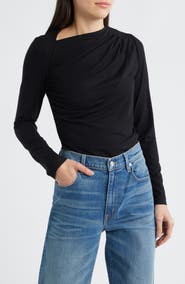 CITY BLUES Asymmetric Boat Neck Top
