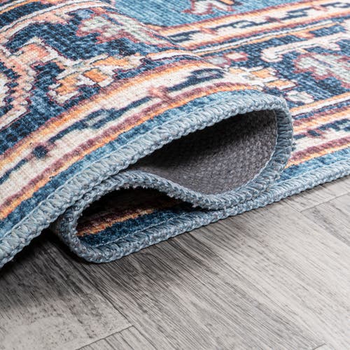 Jonathan Y Cirali Ornate Large Medallion Machine-washable Round Area Rug In Blue/beige