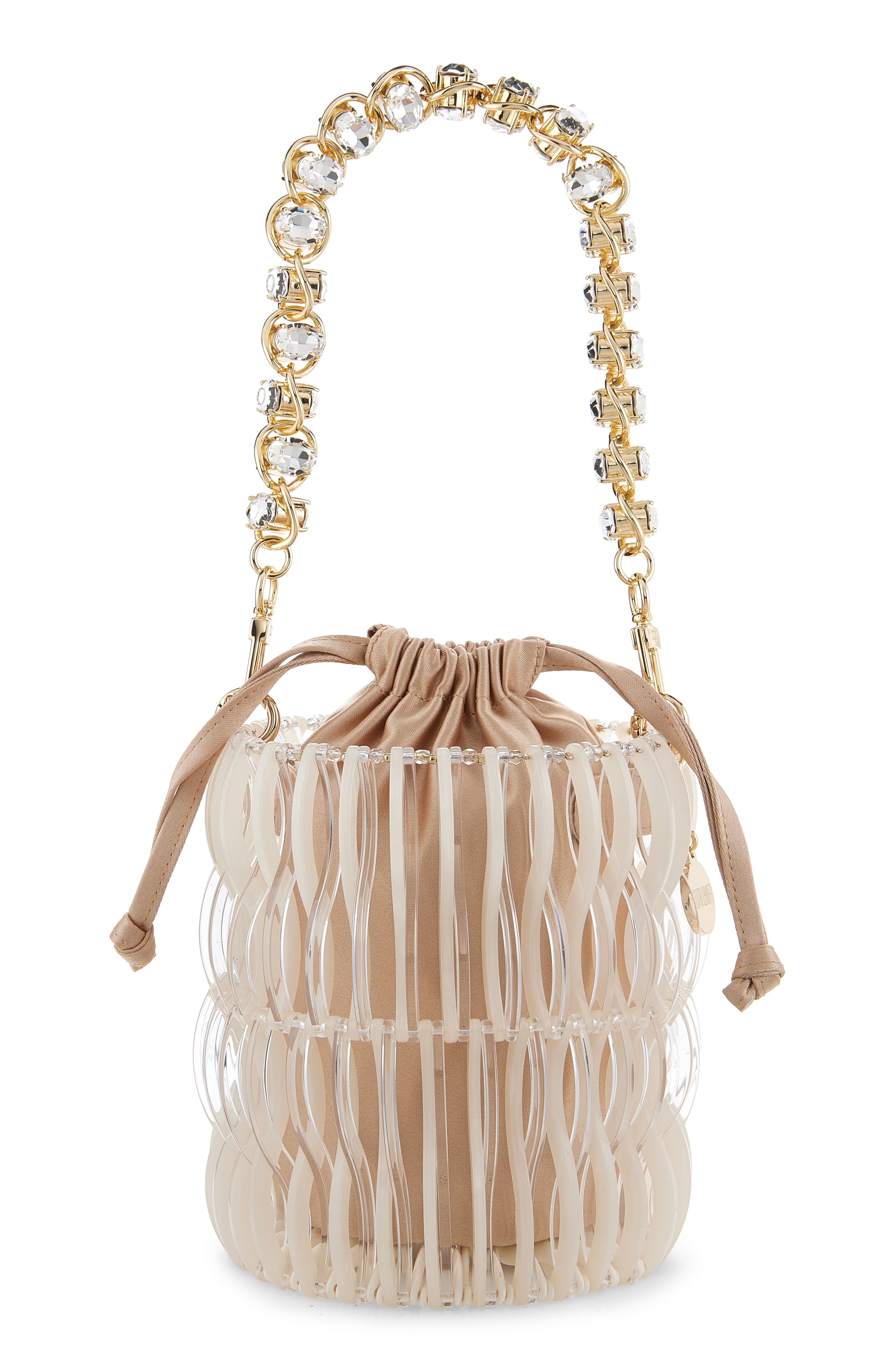 JUDITH LEIBER COUTURE Harper Clear Resin Handbag, Main, color, Clear/ Gold