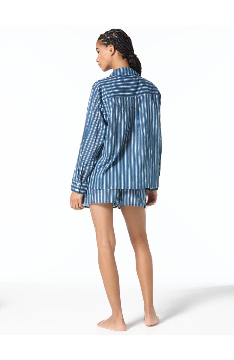 MICHAEL Michael Kors Marina Stripe Cover Up Shirt, Alternate, color, River Blue