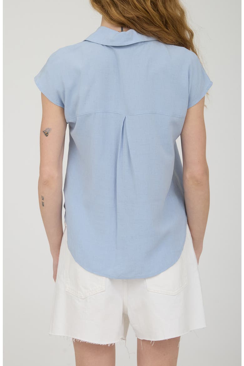 Short Sleeve Button Front Shirt, Alternate, color, DUSTY BLUE