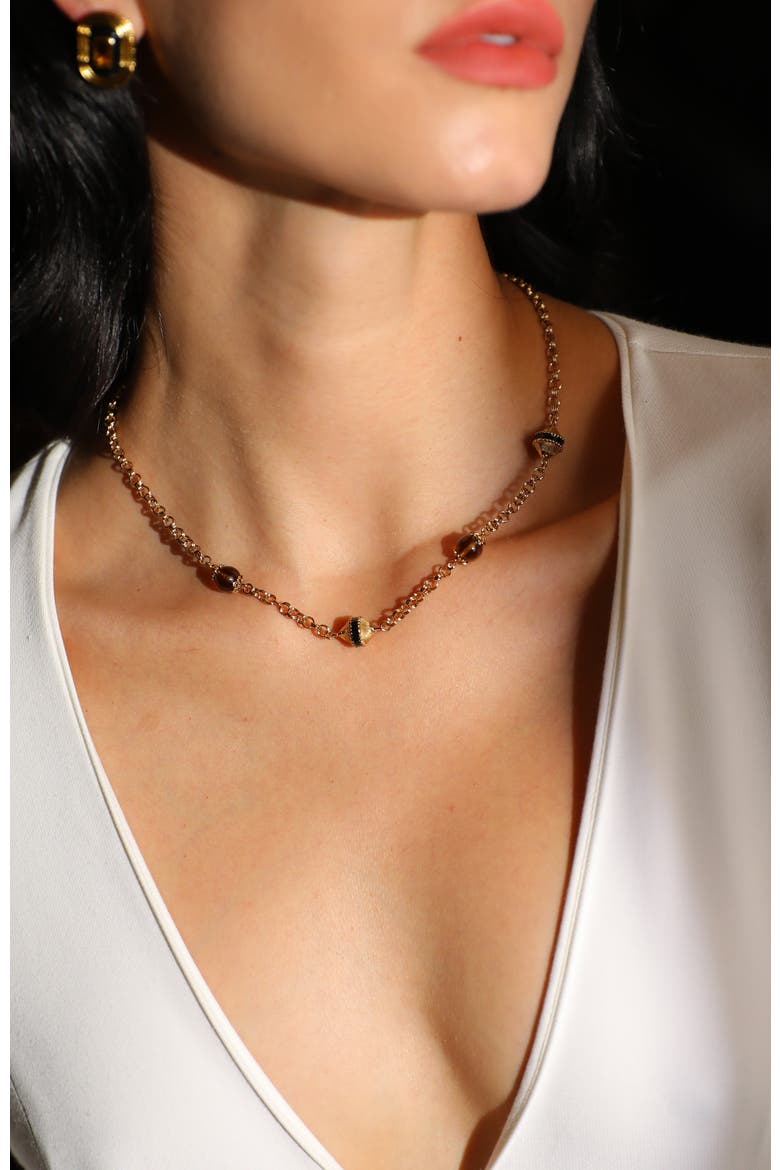 Roman Night Necklace, Alternate, color, Brown & Gold