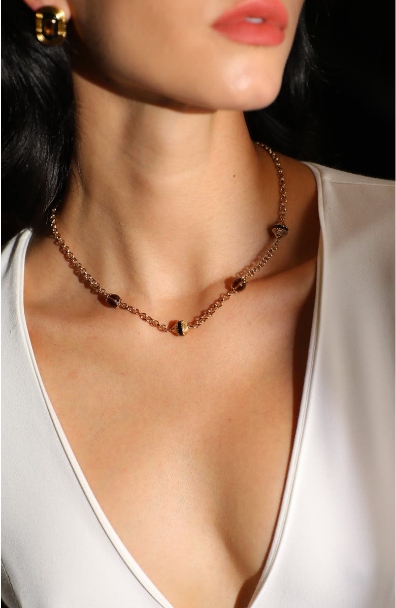 RC RETRO CHIC Roman Night Necklace, Alternate, color, Brown & Gold