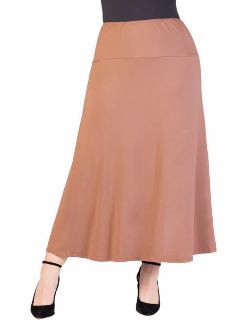 24seven Comfort Apparel Plus Size Comfortable Fit Elastic Waist Maxi Skirt In Pink