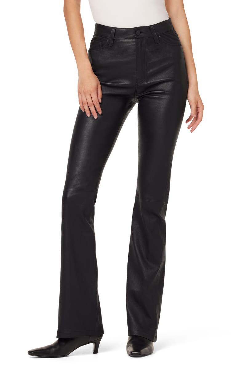 Hudson Jeans Faye Ultra High Waist Flare Leather Pants, Main, color,