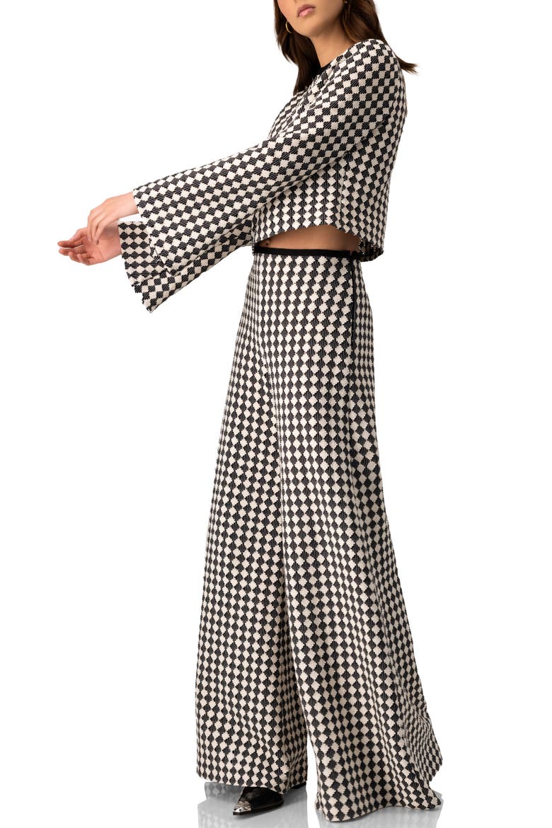 Geometric Pattern Sheer Long Sleeve Top, Alternate, color, Natural