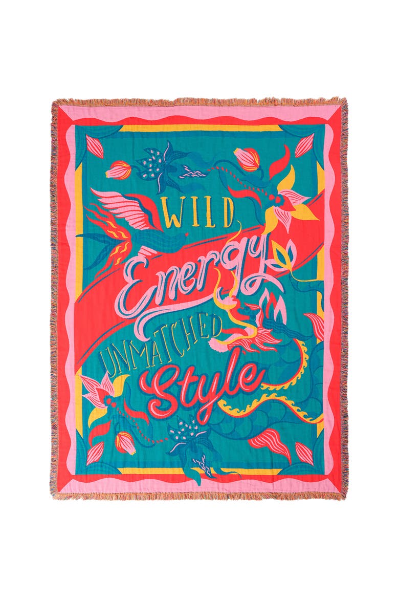 Novelas Fringed Jacquard 100% Cotton Throw Wild 54X71 In, Main, color, Medium Green