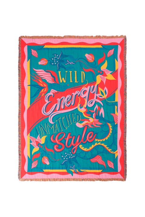 Novelas Fringed Jacquard 100% Cotton Throw Wild 54X71 In