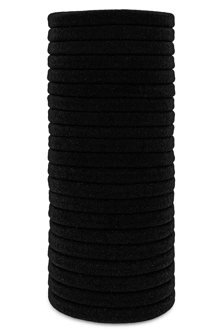 Recycled Nylon 20-Pack Ponytail Holders, Alternate, color, BLACK