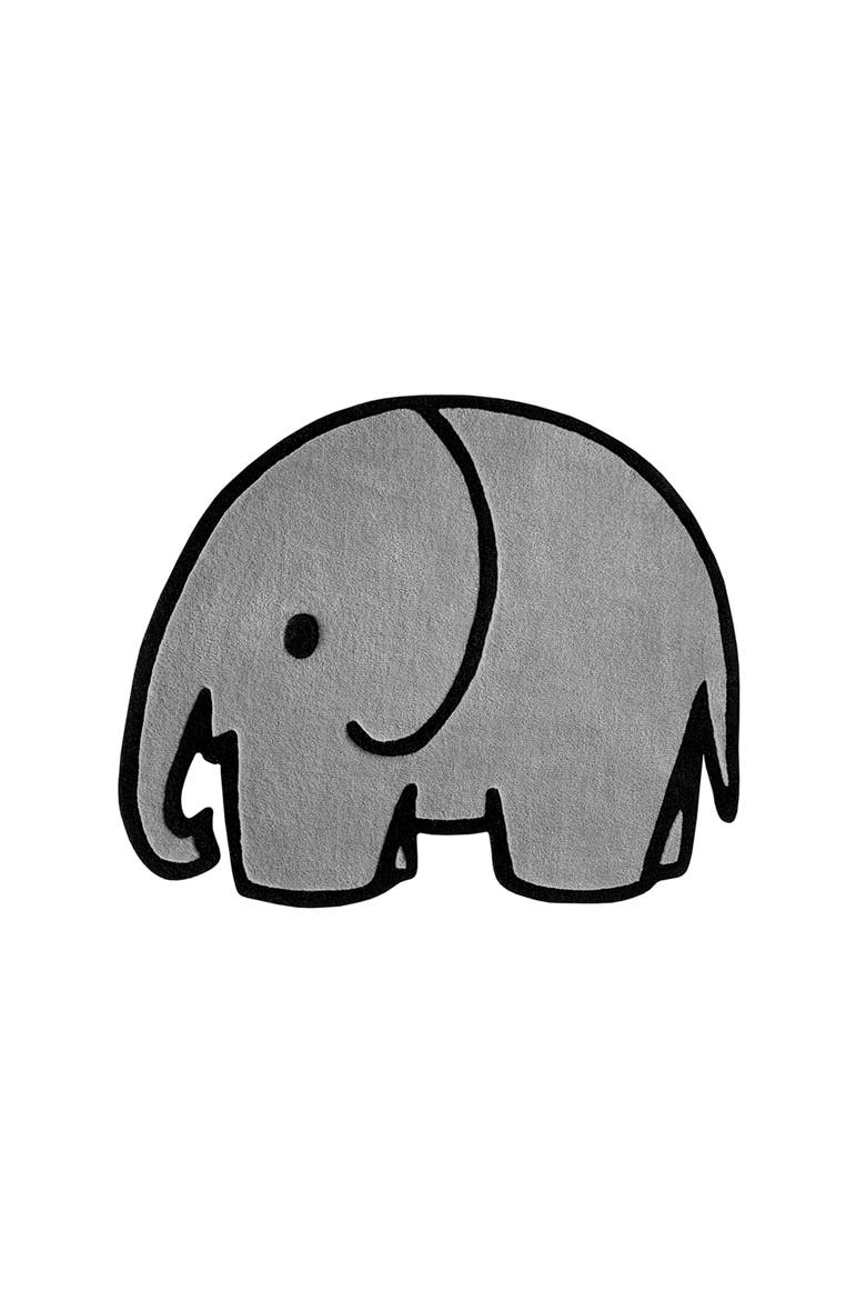 Olifant Elephant Rug, Main, color, Grey / Black Print