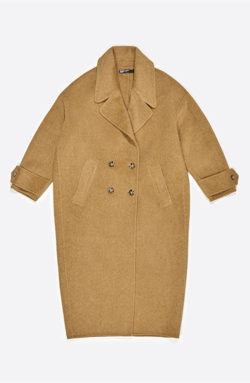 Bimba Y Lola Ocher Double-face Maxi Lapel Long Coat In Multi