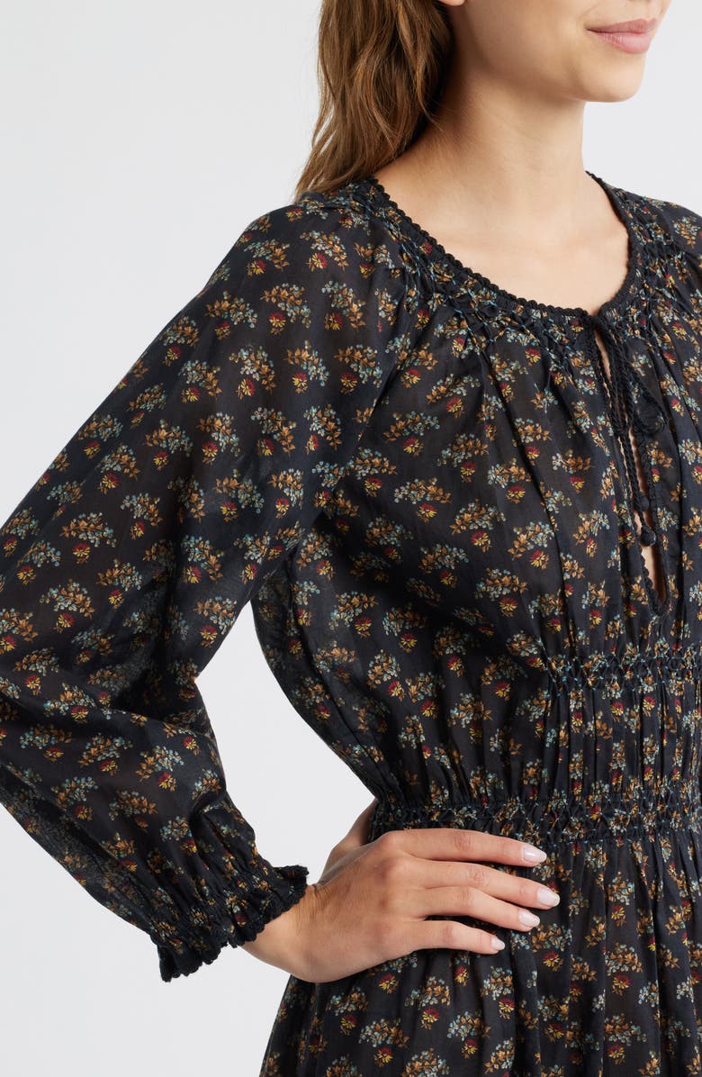 DÔEN Delfina Long Sleeve Organic Cotton Dress, Alternate, color, Delphinium Floral