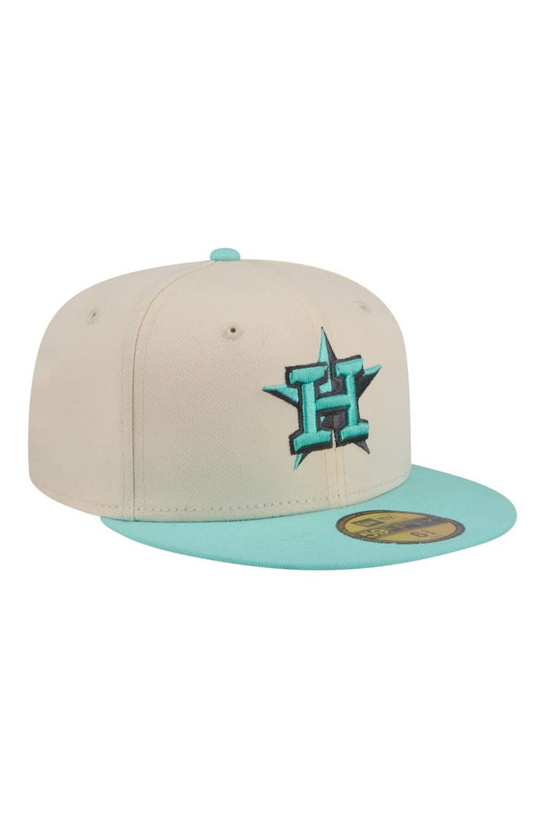 Men's New Era Light Beige/Turquoise Houston Astros Two-Tone Color Pack 59FIFTY Fitted Hat, Alternate, color, Light Beige