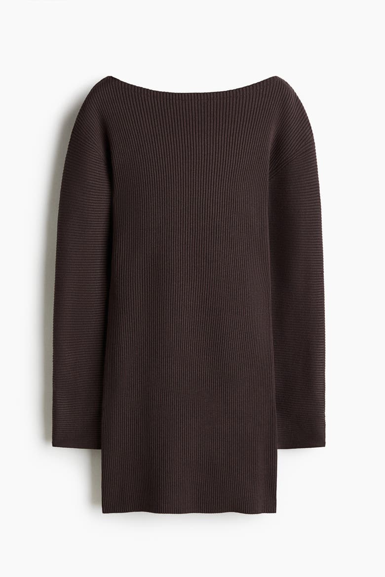 Rib-knit Dress, Alternate, color, Dark brown