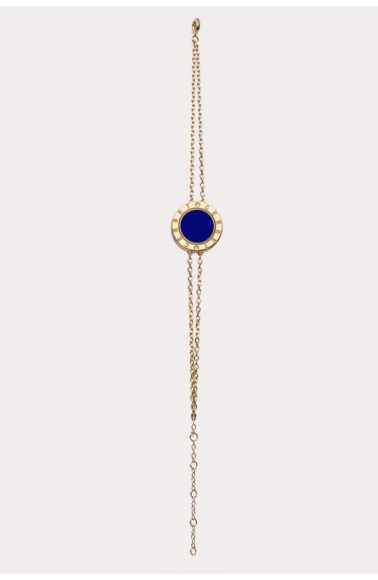 CERRET 24K Gold Plated Luxury Double Chain With Bleu Saphir Enamel Safety Bracelet, Alternate, color, 24K Gold Plated