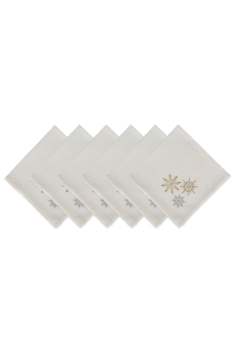 Sparkle Snowflakes Embroidered Napkin Set/6, Main, color, Sparkle Snowflakes