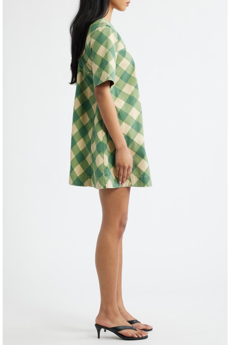 Bridget Plaid Organic Cotton Minidress, Alternate, color, GREEN MULTI