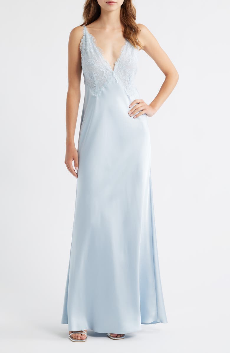 LoveShackFancy Iridia Sleeveless Lace Dress, Main, color, Airy Blue