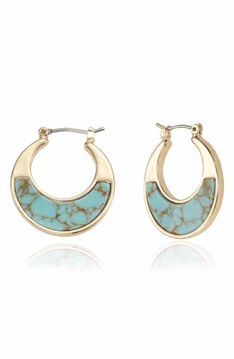 Turquoise Disc Hoop Earrings