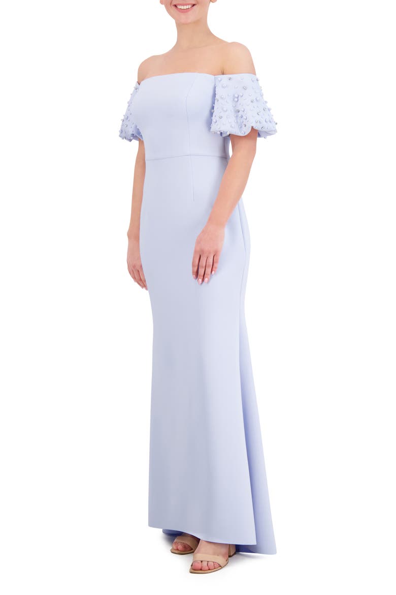 Beaded Off the Shoulder Gown, Alternate, color, PERIWINKLE