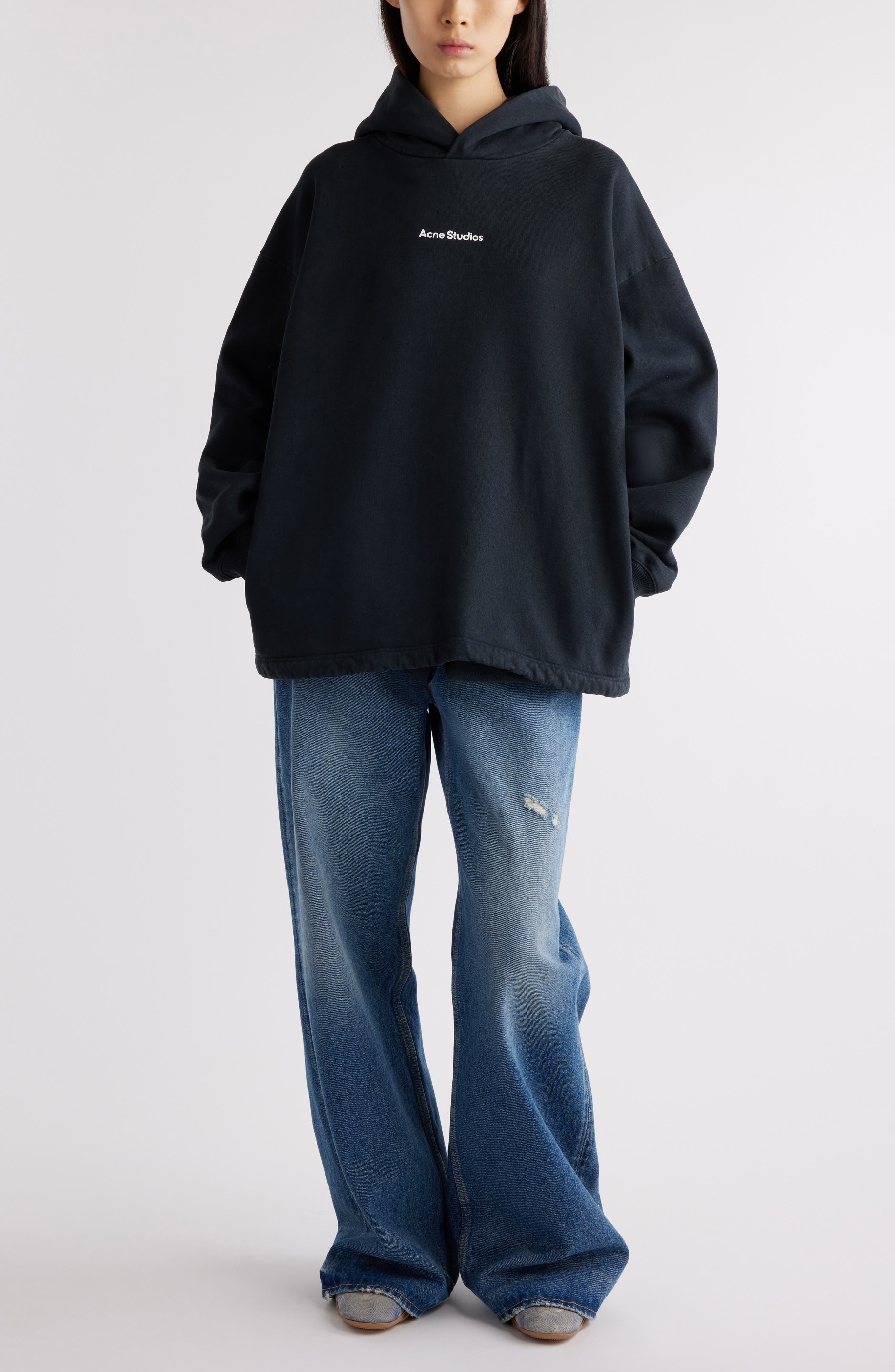 Acne Studios Fikka U Stamp Organic Cotton Hoodie (Women) | Nordstrom