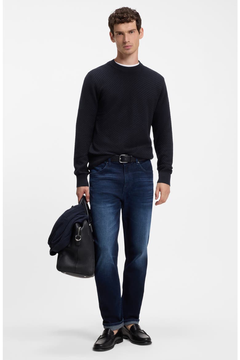 H-Lofranco Textured Cotton Crewneck Sweater, Alternate, color, DARK BLUE