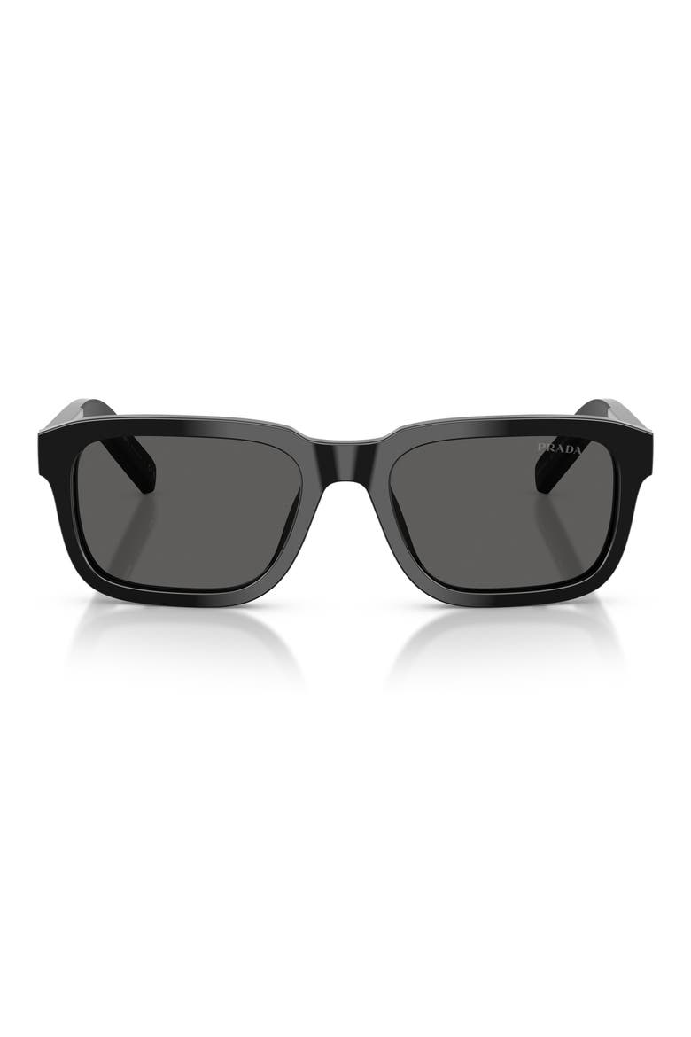 PR D16SF 57mm Rectangle Sunglasses, Main, color, BLACK / DARK GREY