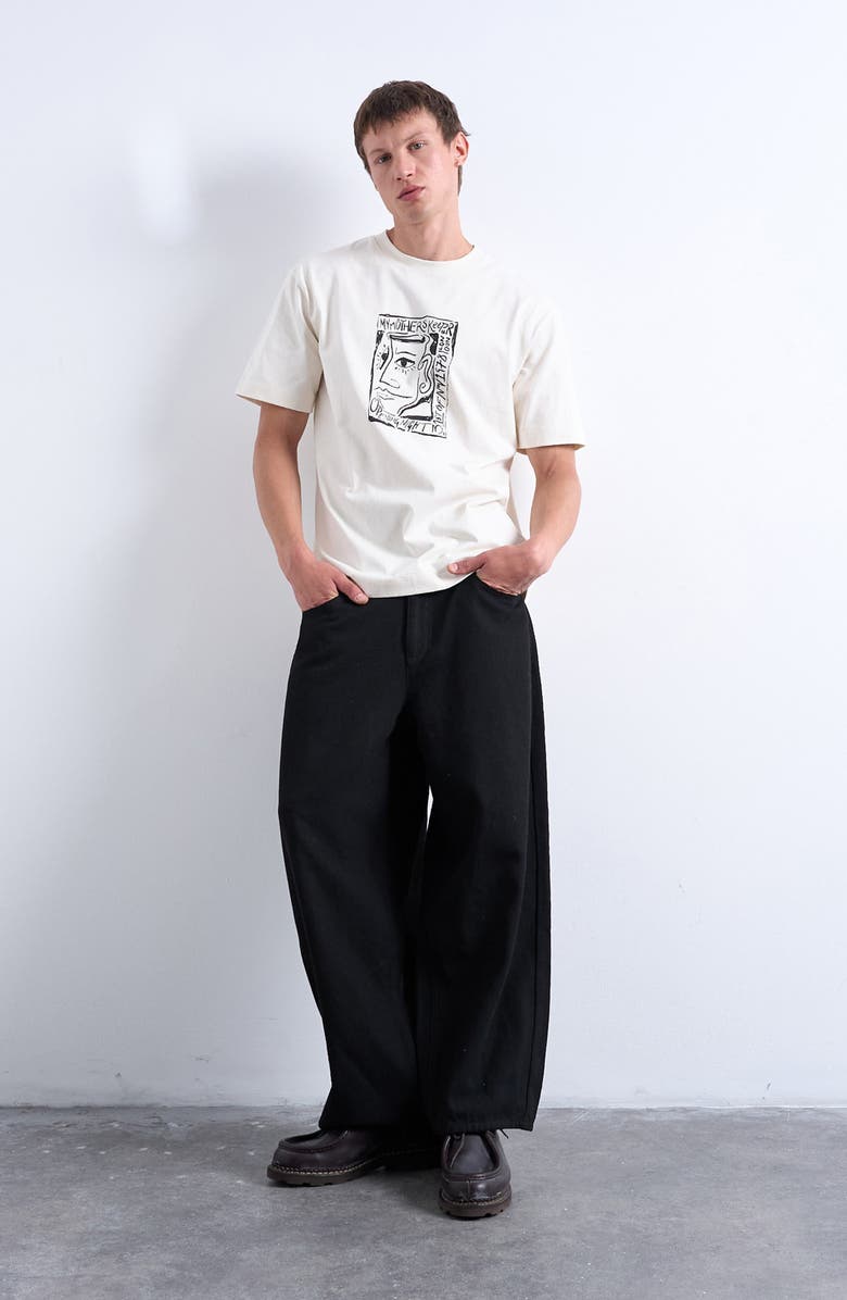 Topman Oversize Fit Cotton Graphic T-Shirt, Alternate, color, Ecru