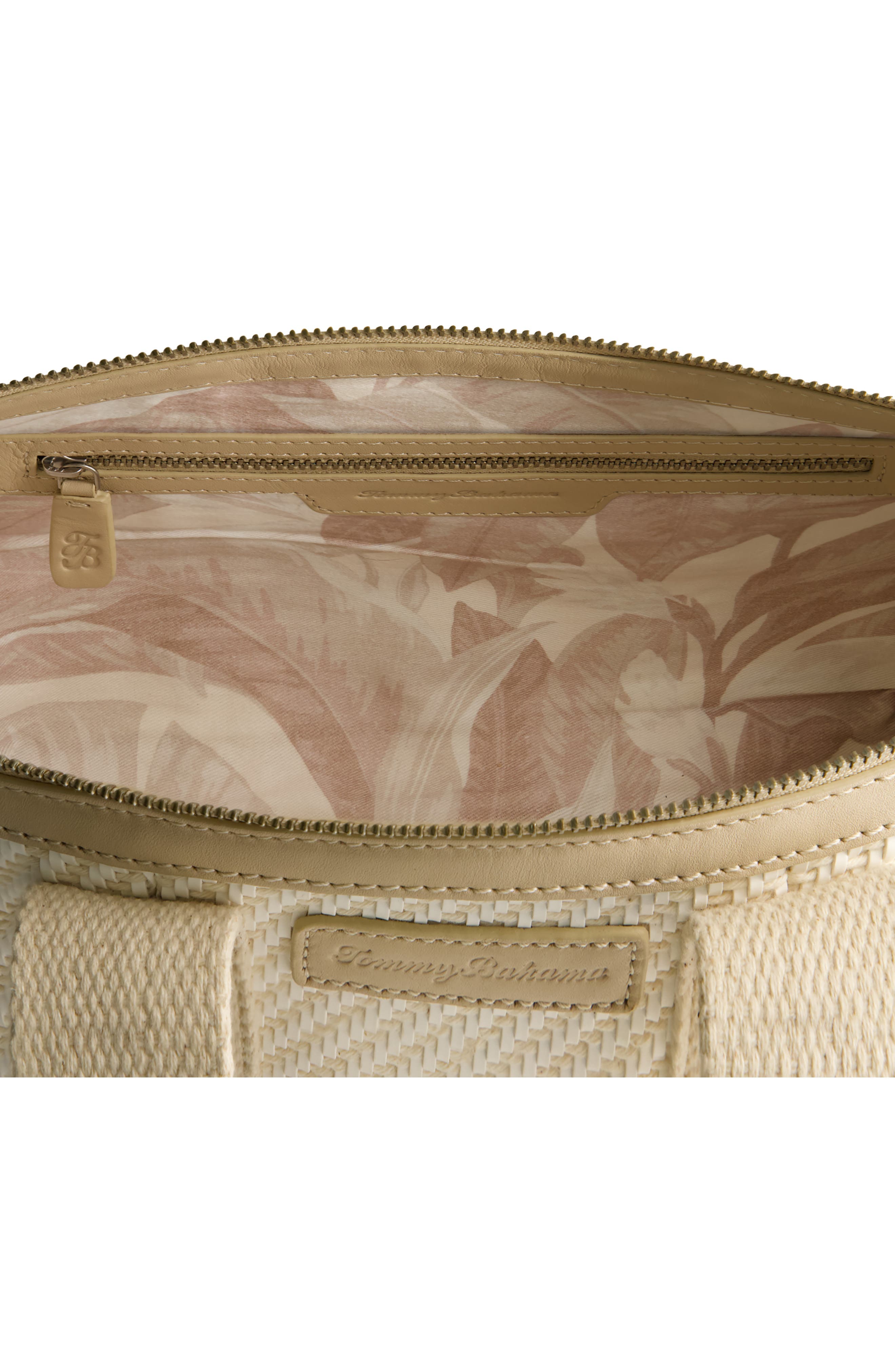 Soft Woven Zip-Top Tote, Alternate, color, TAN/ WHITE