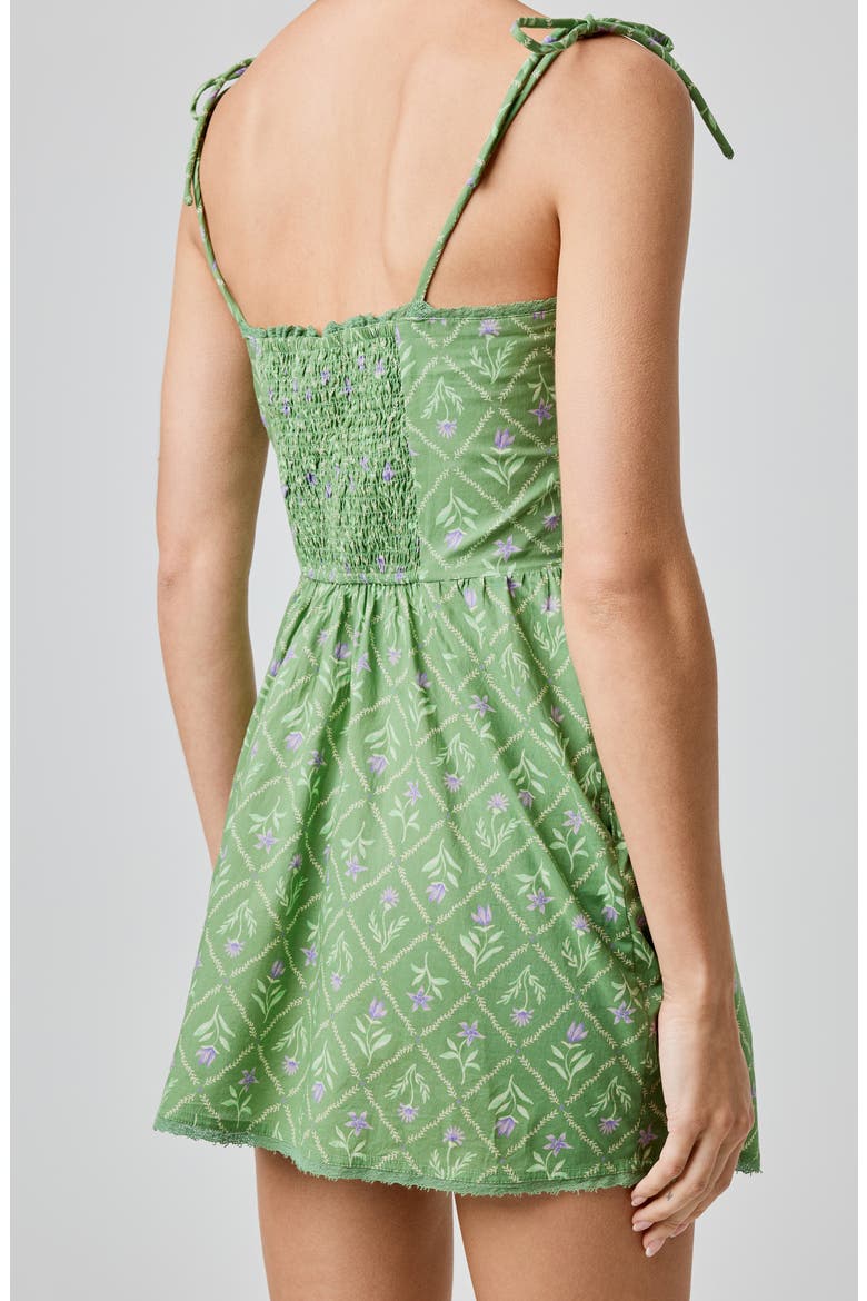 Lace Trim Tie Strap Minidress, Alternate, color, PALM BEACH FLORAL