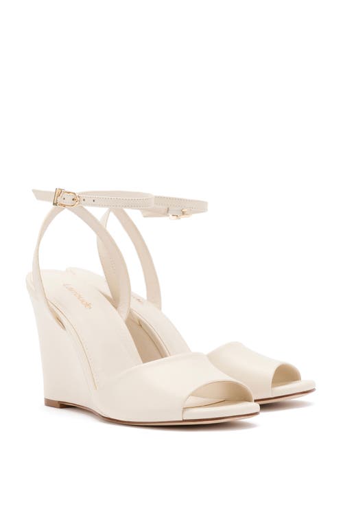 Larroude Yves Ankle Strap Wedge Sandal In Ivory