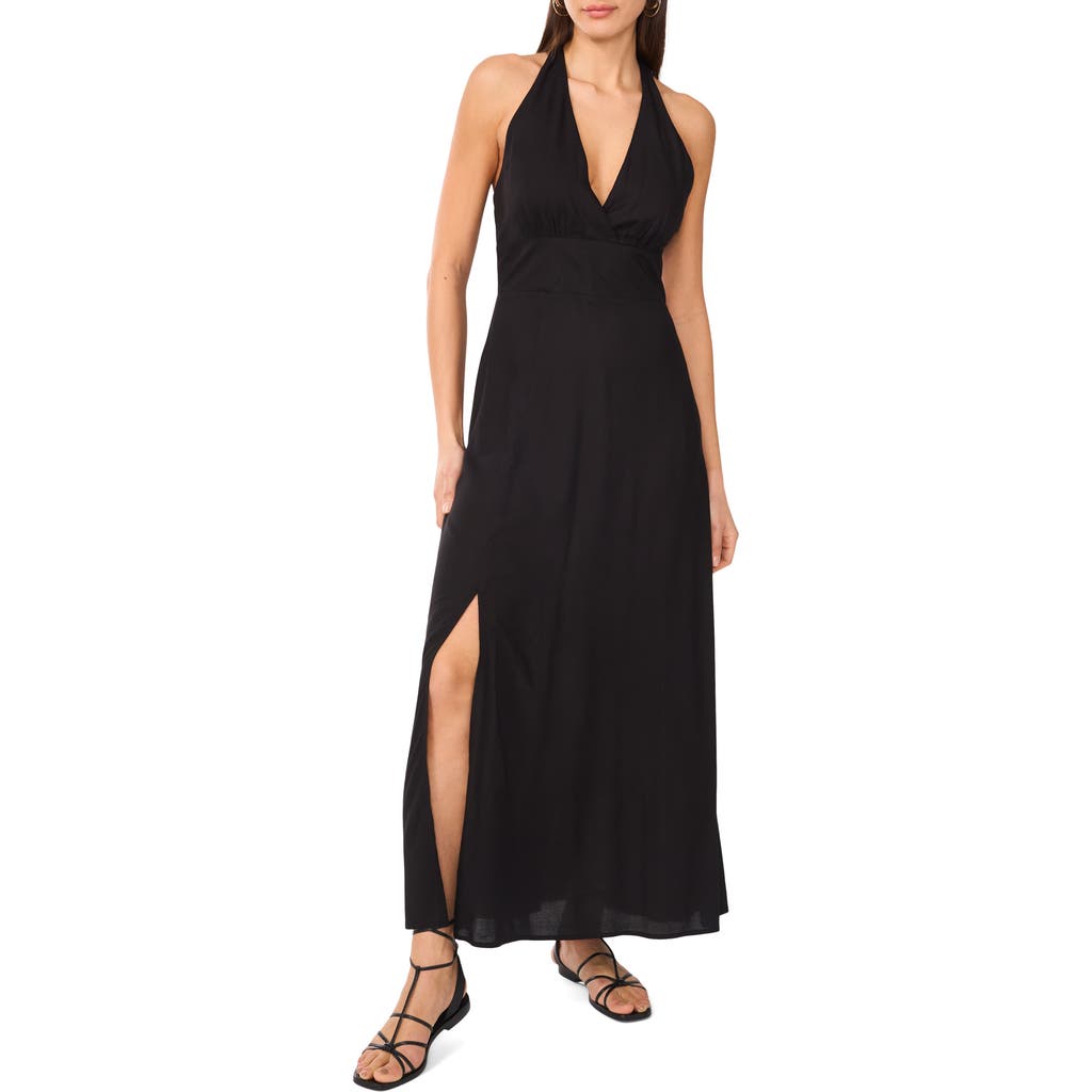 Vince Camuto Beaded Halter Maxi Dress In Rich Black