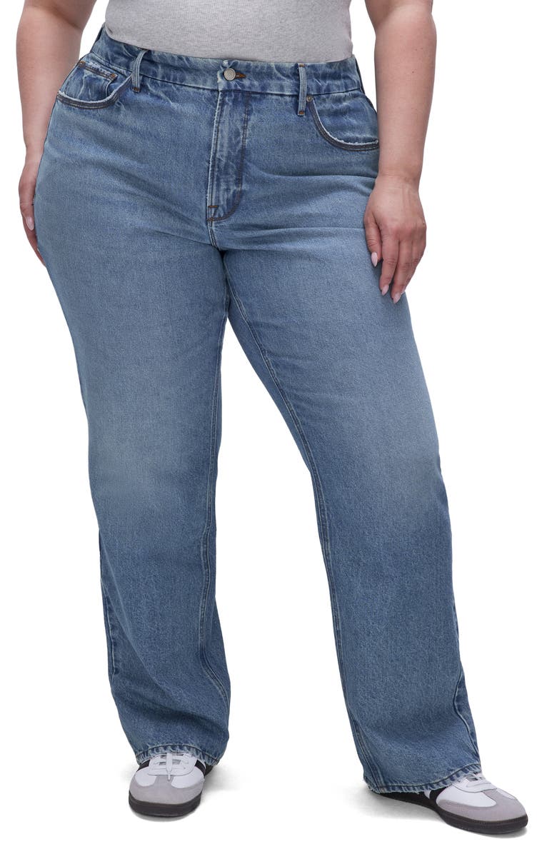 Good American Good '90s High Waist Straight Leg Jeans, Alternate, color, 