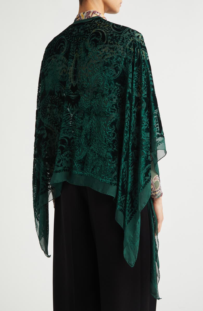 Etro Floral Burnout Silk Blend Velvet Cape, Alternate, color, 