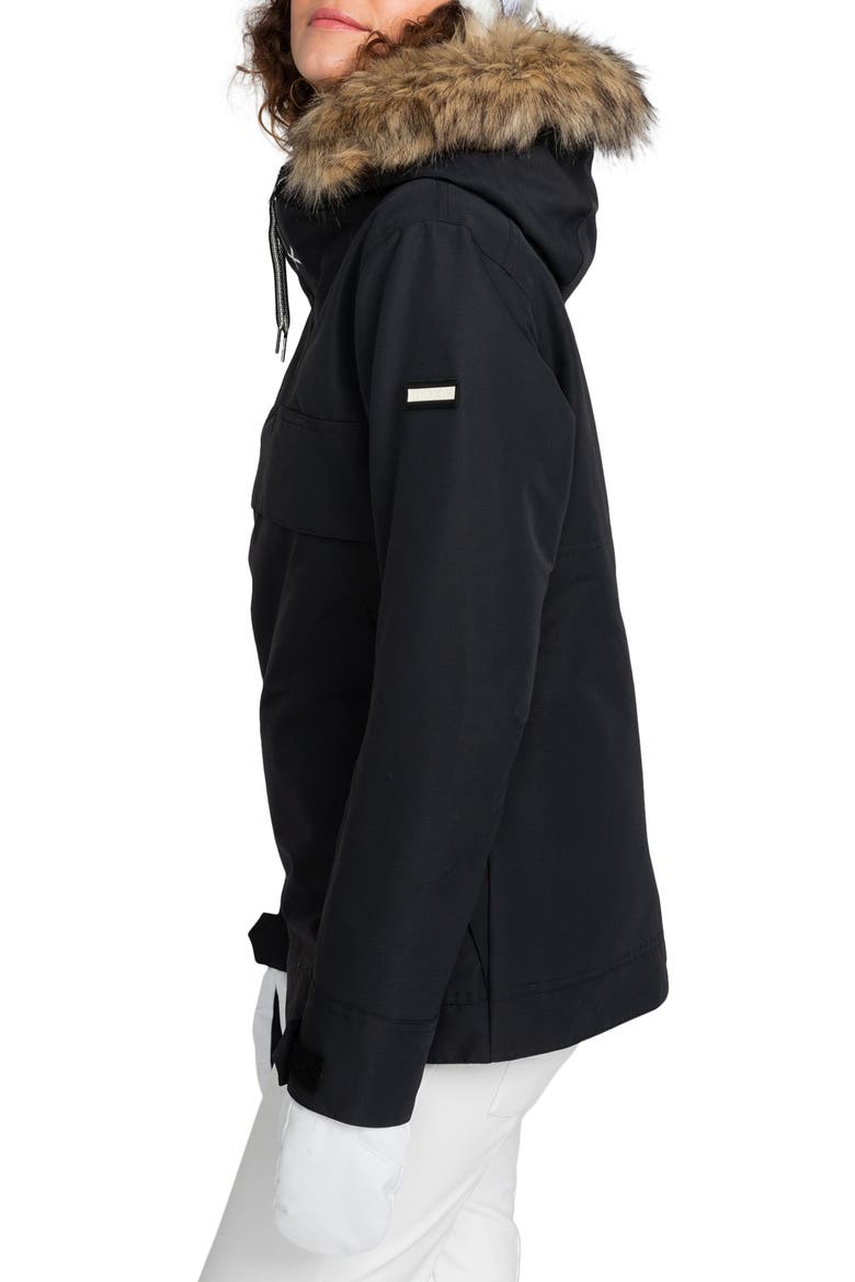Shelter Hooded Snow Jacket with Removable Faux Fur Trim, Alternate, color, TRUE BLACK