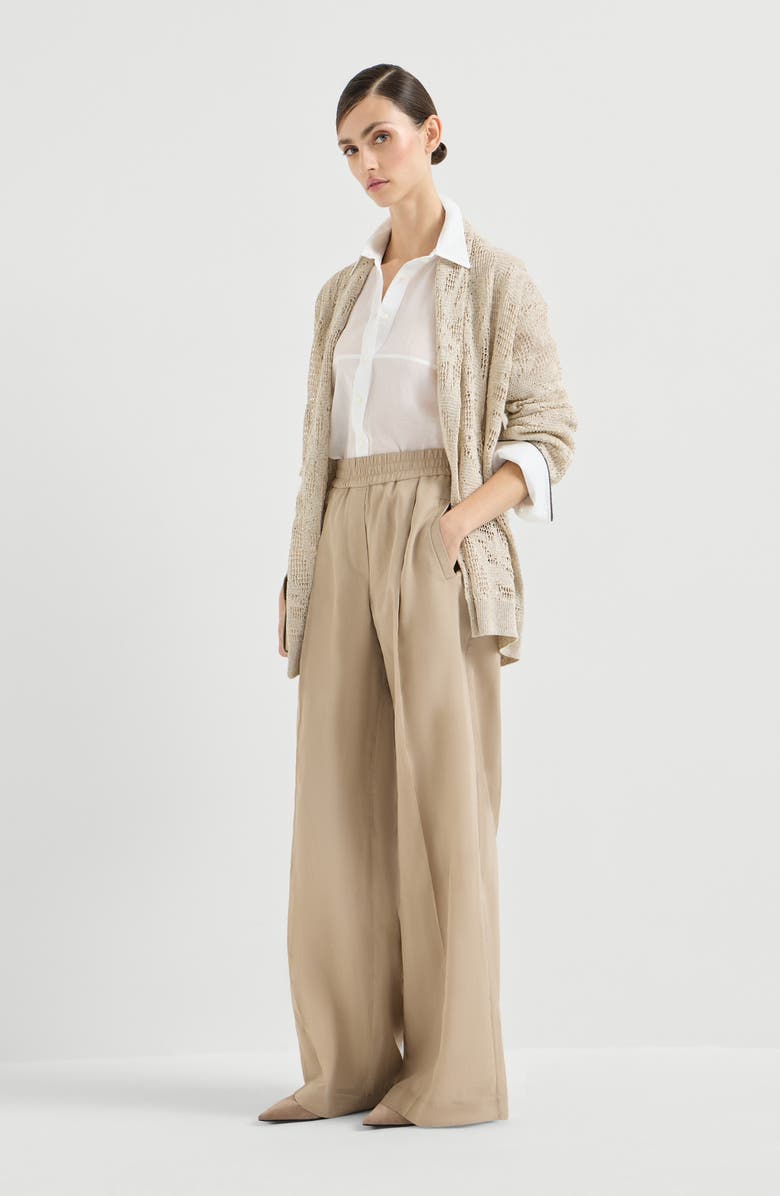 Brunello Cucinelli Loose Track trousers, Alternate, color, Beige