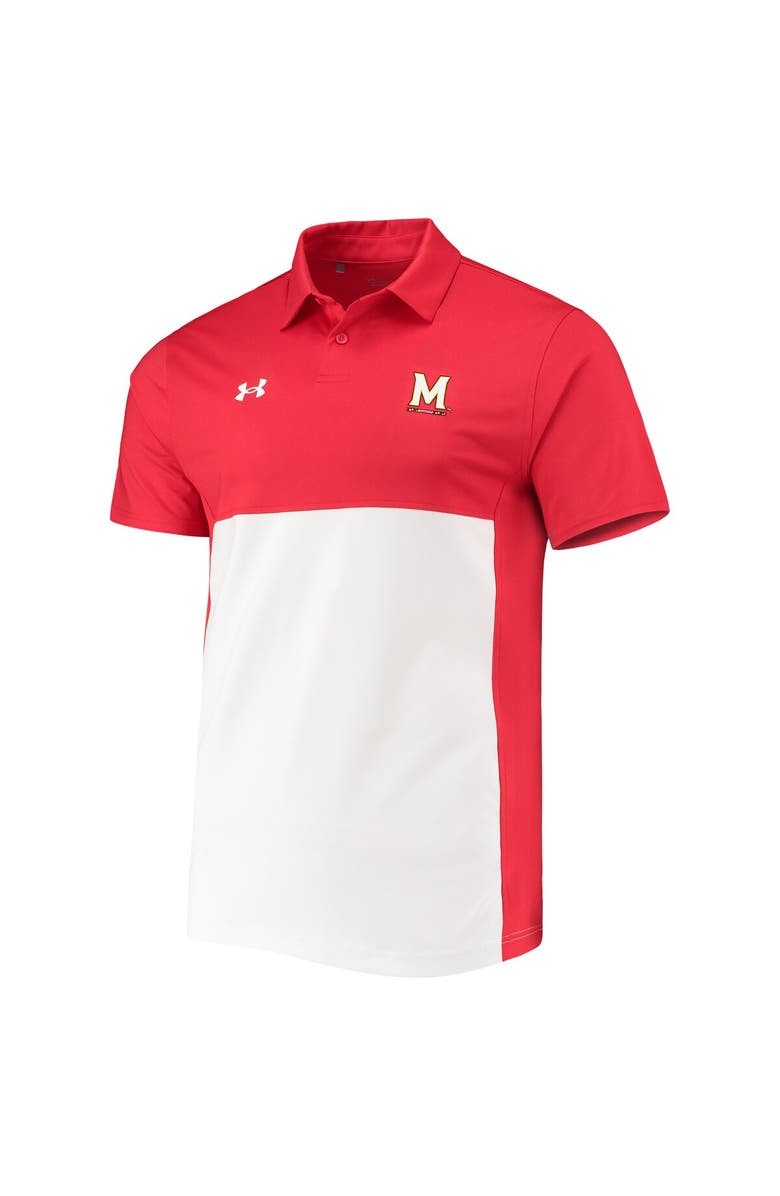Under Armour Men's Under Armour Red/White Maryland Terrapins 2022 Blocked Coaches Performance Polo, Alternate, color,