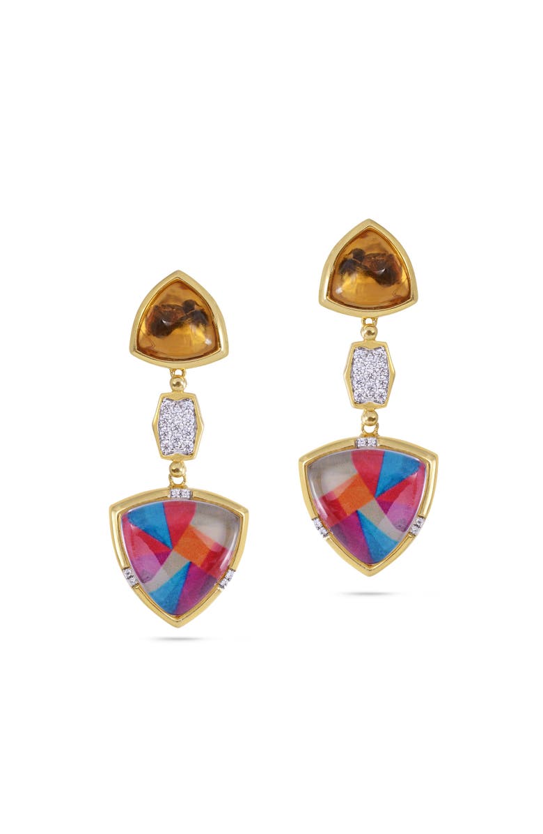 LuvMyJewelry Colorful Canvas Design Citrine Gemstone Diamond Yellow Gold Plated Silver Earrings, Main, color,