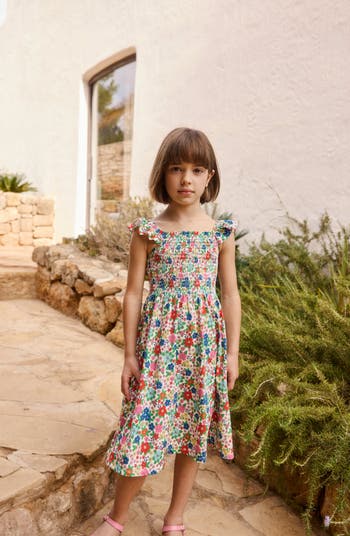 Kids' Willa Floral Ruffle Accent Cotton Dress