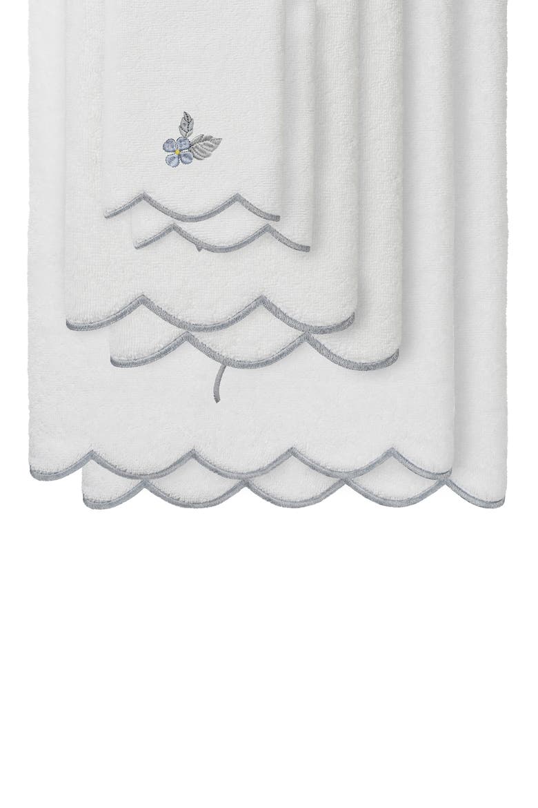 Hydea Embroidered Scallop 6-Piece Towel Set, Alternate, color, WHITE/ GRAY